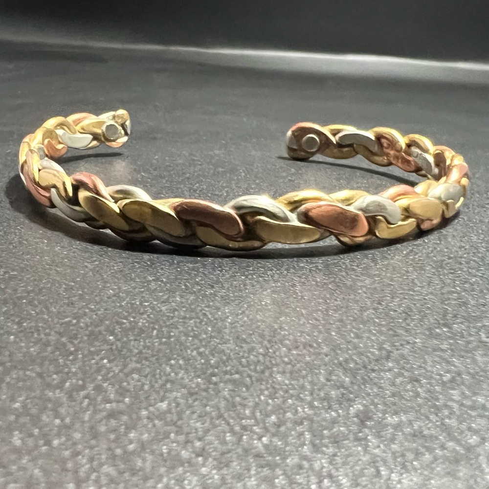 Viking Copper Magnetic Cuff by Sergio Lub Handmade In USA Tri Colored Twist Cuff